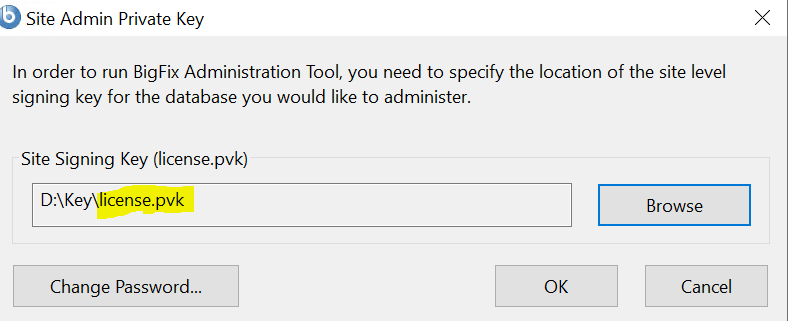 Lost password for license.pvk - BigFix Forum