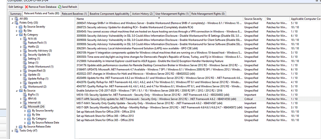 Mismatch of the Update info in windows and Bigfix Console - Patch ...