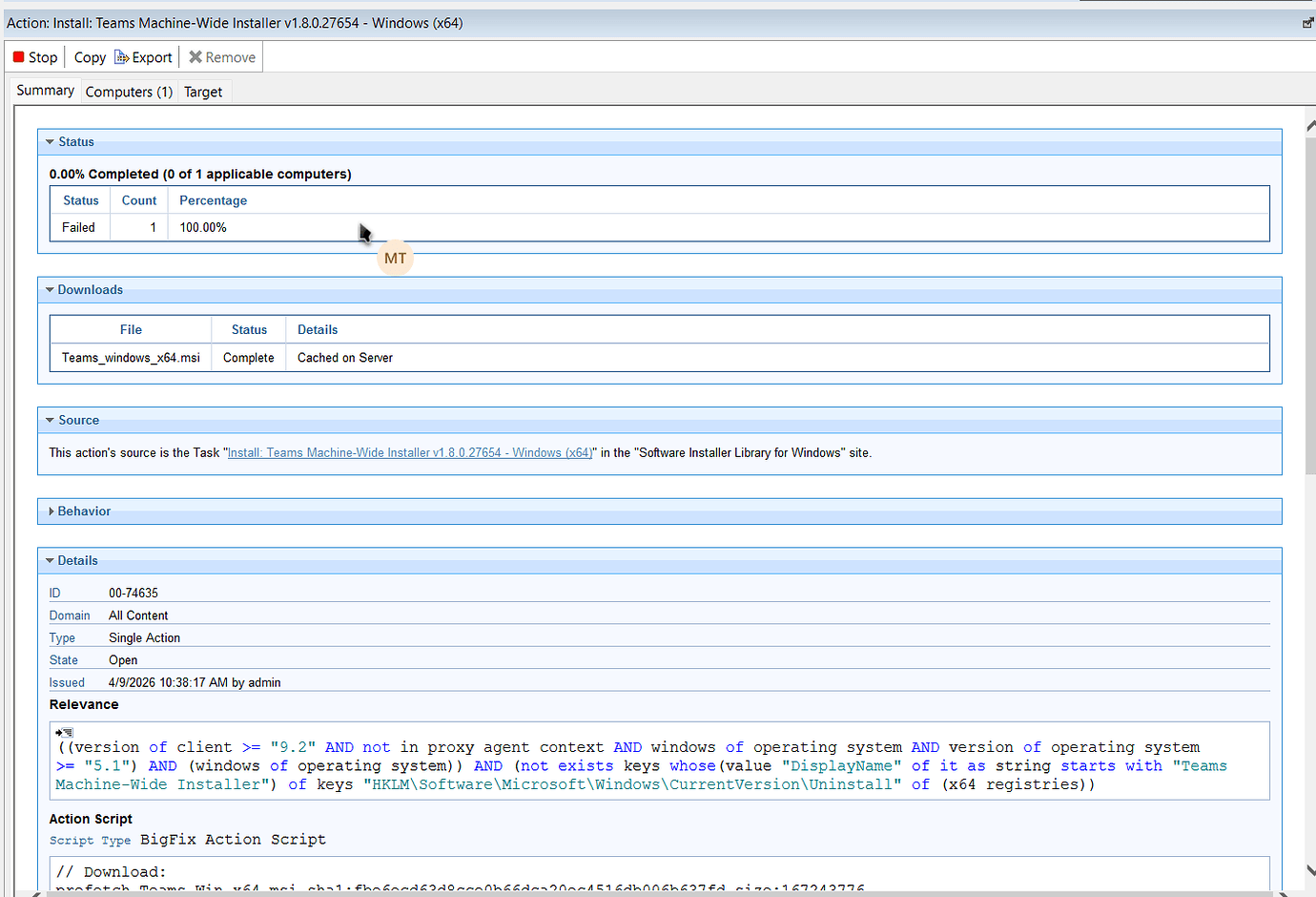Strange Behavior in Action Statuses - BigFix Forum